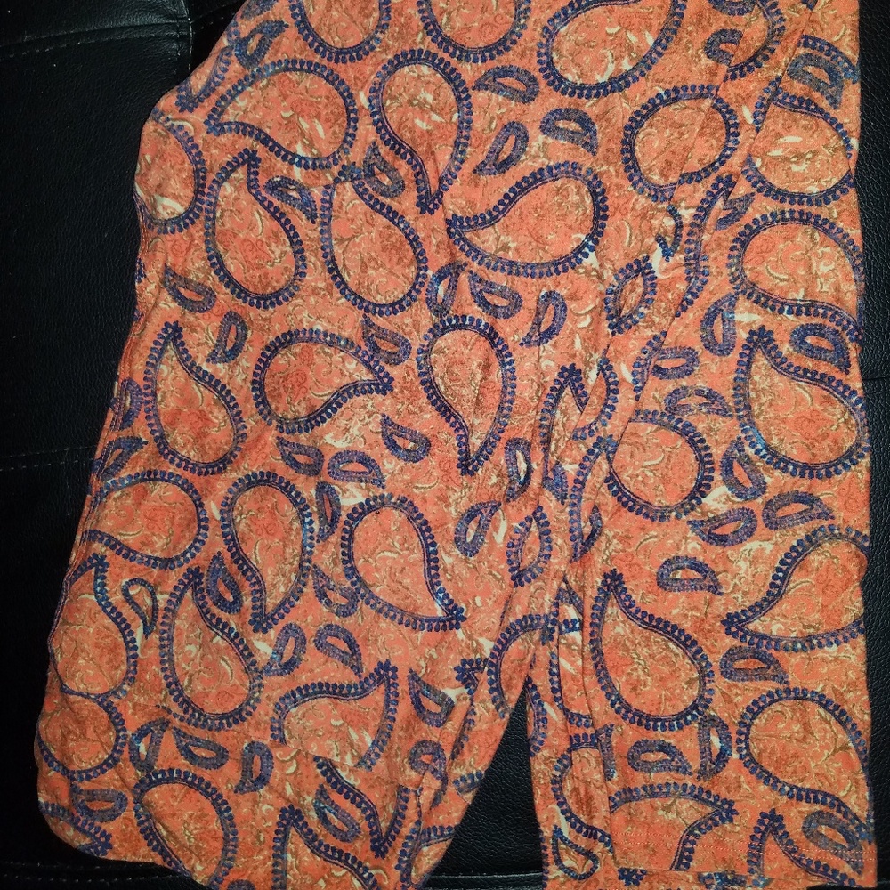LuLaRoe TC Leggings - Blue Paisley on Orange